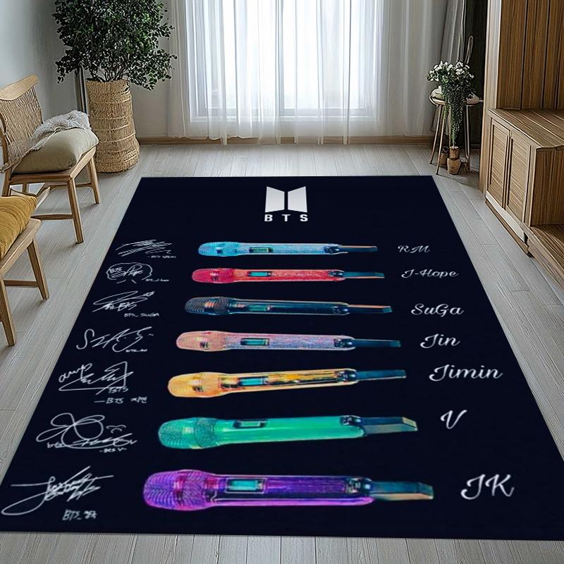Fashion B-BTS Kpop Star Living Room Non-Slip Area Rug Soft Carpet for Bedroom Kids Playroom Sofa,Home Decor Doormat Gift