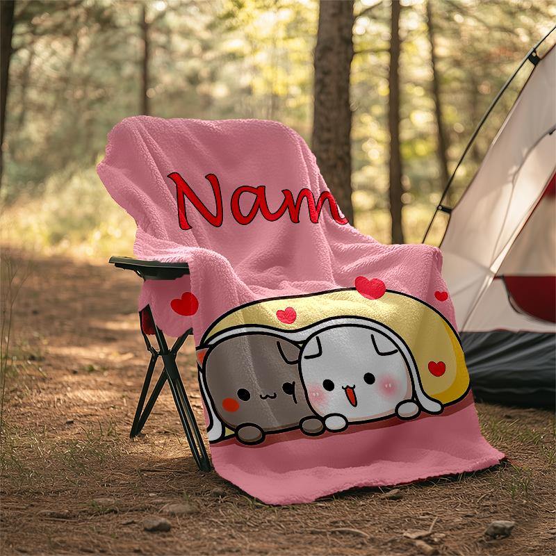 Personalized Custom Name Blanket - Bubu Dudu Print Design,Blanket for Sofa,Bed,Travel,Camping - Soft and Warm, Great Gift