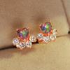 White Peach Heart Footprints Earrings Small Claws Earrings Fashionable Accessories
