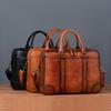 Multi Layer Official Document, Baotou Layer, Tree Height, Vegetable Tanned Cowhide, Retro Casual Briefcase