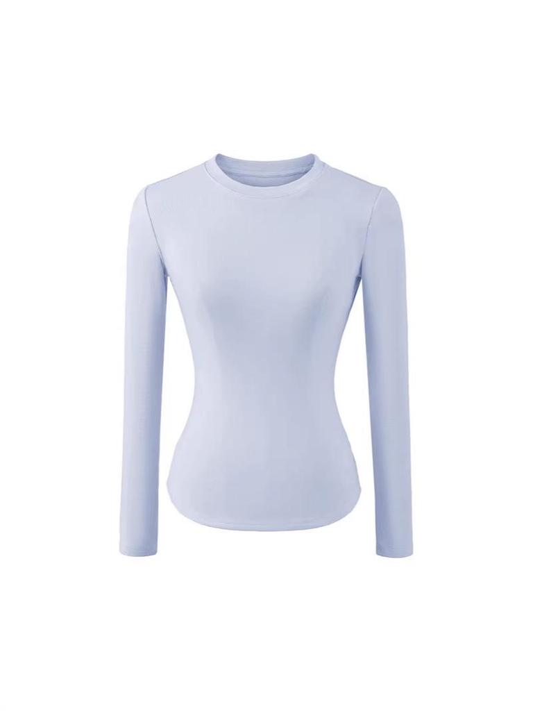 Spicy Girl Versatile Long-Sleeve Women's T-Shirt - Spring/Autumn, Comfortable Base Layer, Round Neck, Slim Fit