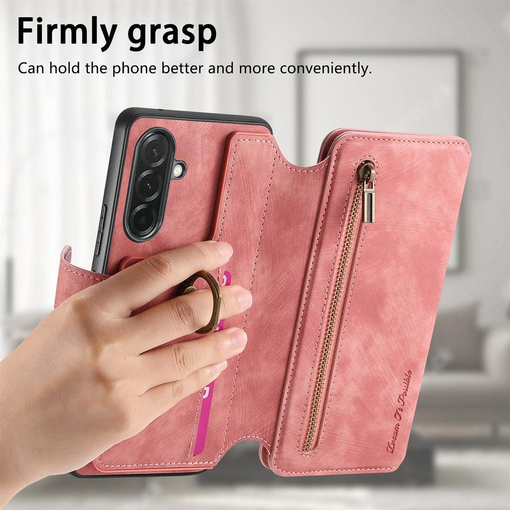 For Samsung Galaxy A36 5G Leather Phone Back Cover with RFID Blocking Zipper Wallet Kickstand