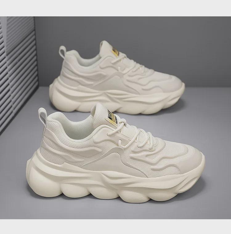 Men's Versatile Lightweight Height-Boosting Dad Shoes - Trendy, Breathable, Thick-Soled Casual Running Sneakers for Spring.