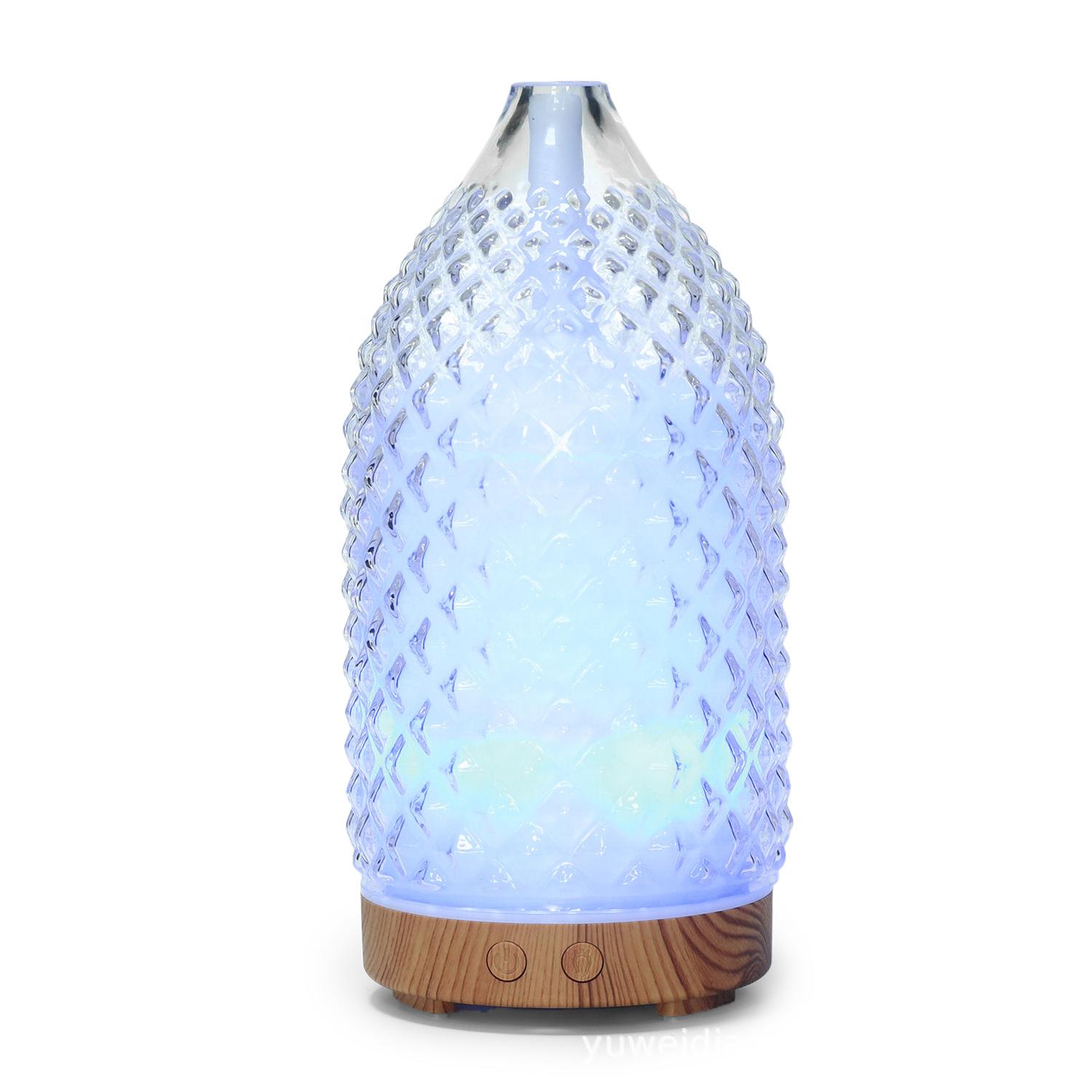 Plaid Glass Ultrasonic Aroma Diffuser & Humidifier with Seven-Color Night Light USB