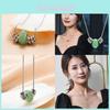 Elegant Korean Style Green Jade Lock Chain Necklace For Women And Men Unique Design