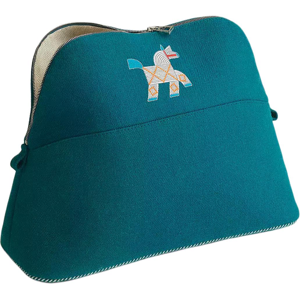 

Hermes Bolide Metallic Palladium Coated Wool And Polyester Travel Storage Bag Unisex Bags Blue-Green H103834M01 Box Not Included