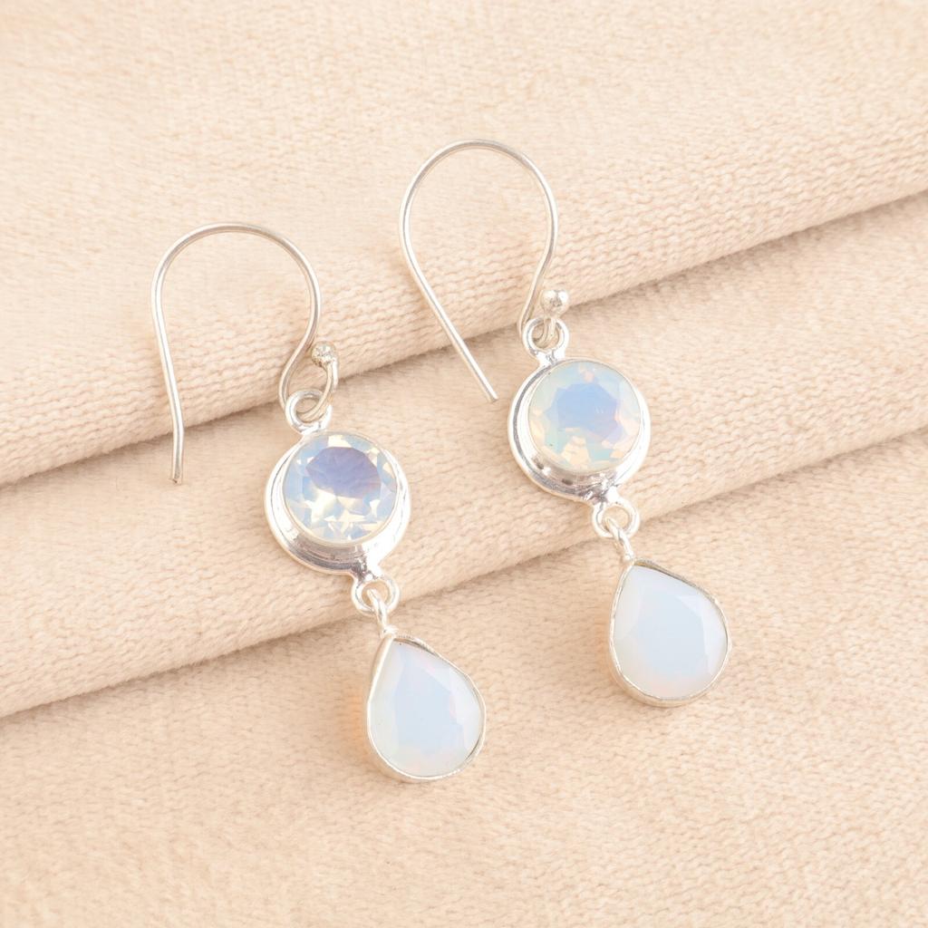 Natural Milky Opal 925 Sterling Silver Drop Dangle Friend Gift Earrings Jewelry EE-142-18