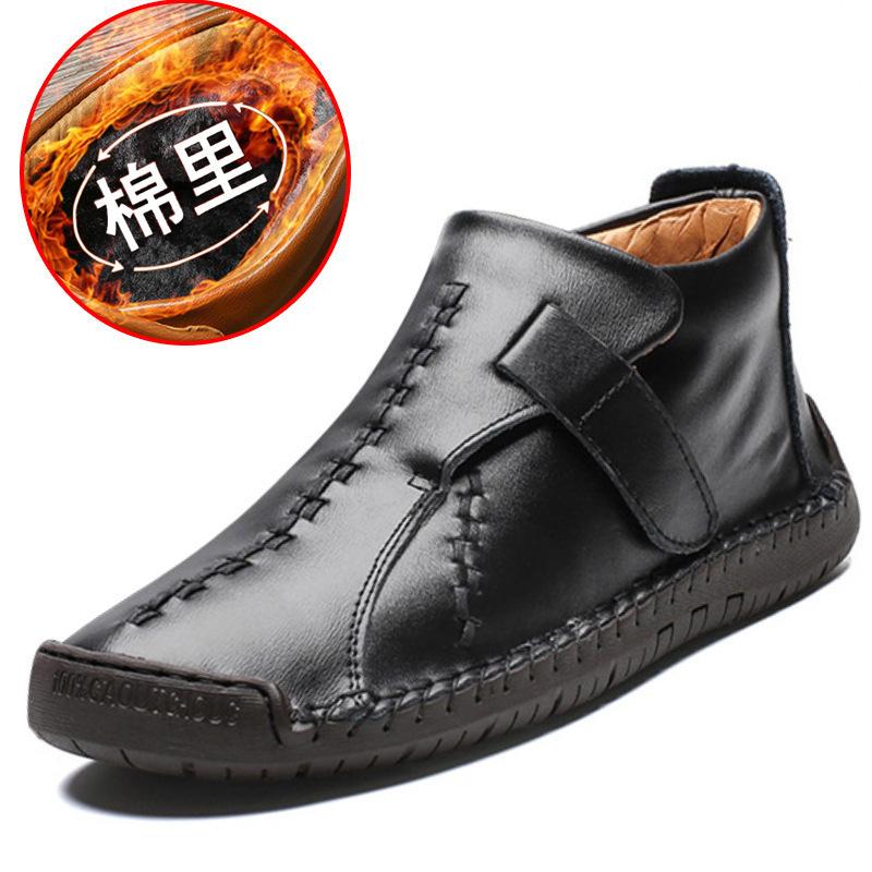 

Зимние ботинки Мартин мужские бархатные ручной работы повседневные высокие мужские туфли теплые короткие ботинки большого размера кожаные ботинки 998 46