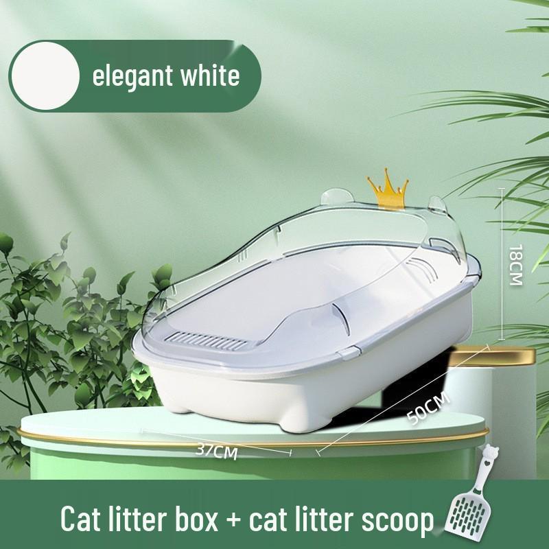 Extra-Large Semi-Enclosed Anti-Sand Cat Litter Box