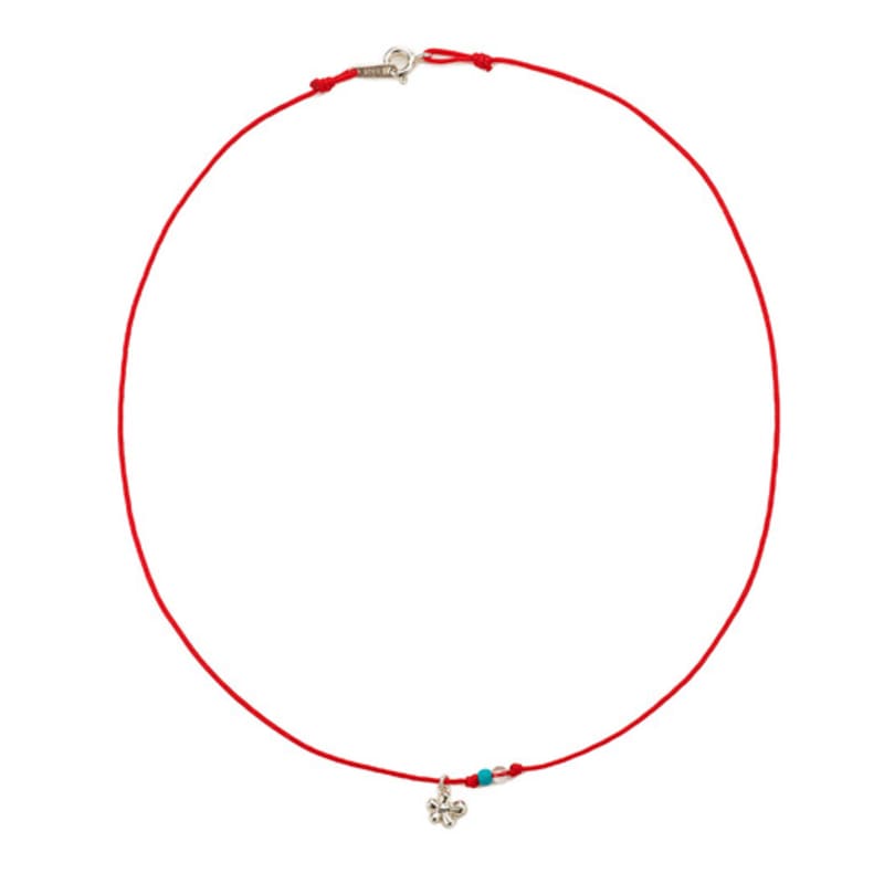 

FINDELISE 925 Daisy Silk Rope Gemstone Necklace Red