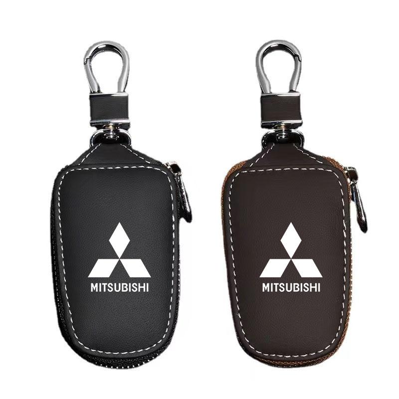 Leather Keychain Car Key Bag Multi Function Key Case for Mitsubishi Outlander Pajero Lancer Evolution RALLIART Car Accessories