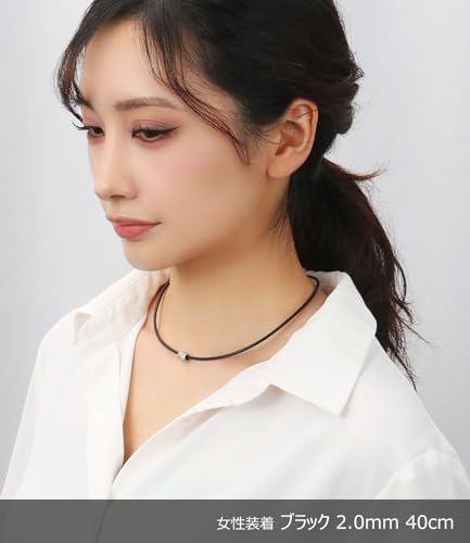 [Shinjuku Gin No Kura] Made In Japan Leather Choker Necklace with Cowhide Cord, Silver 925 (Black), 2.0mm Wide, 30cm-80cm Long (45cm Long)