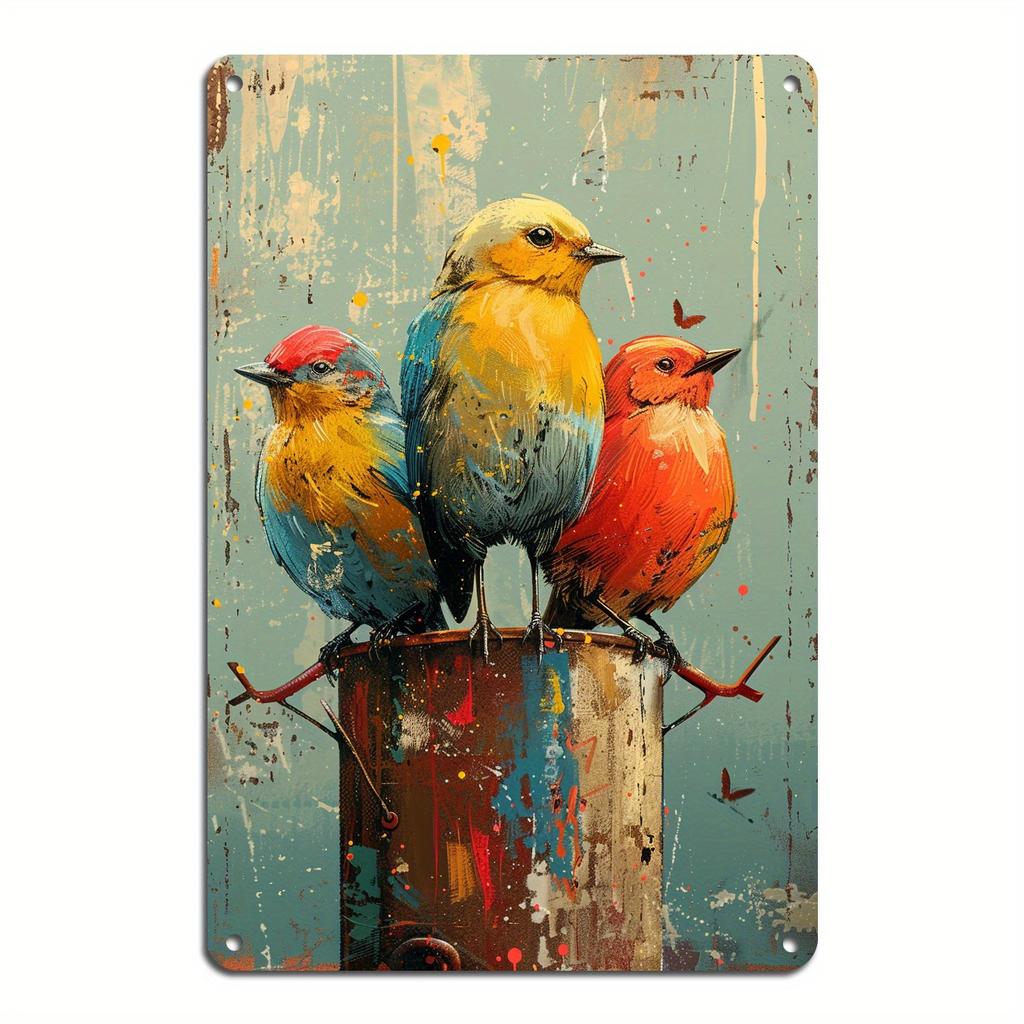 Metal Tin Poster Pastoral Birds Metal Tin Signs Posters Plate Wall Decor for Bars Restaurant Cafe Clubs Retro Posters Plaque