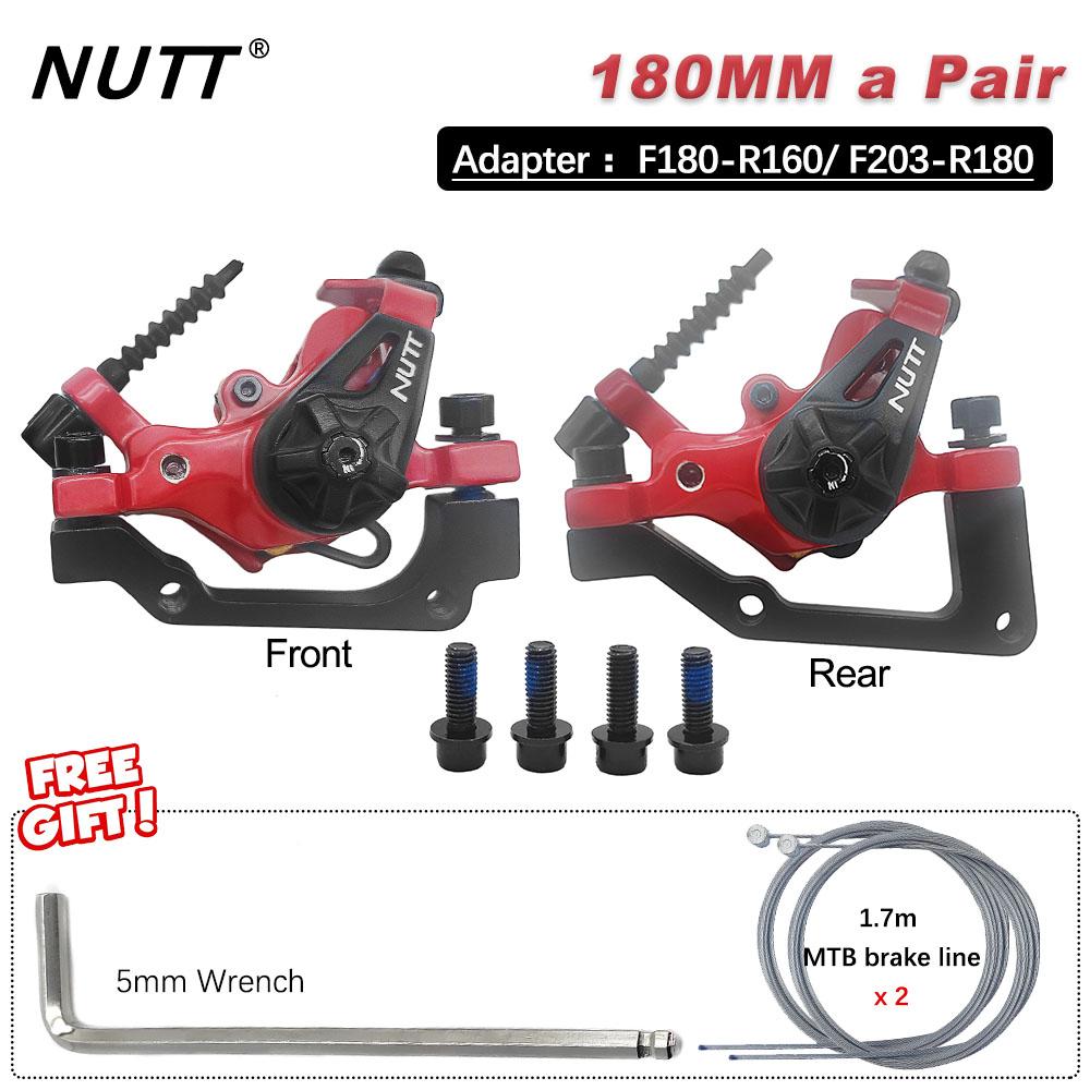 NUTT MTB Mountain Bicycle Discs Brake Red Color Brakes Line Caliper 160MM Disk 180MM Rotor For BMX Scooter Front Rear Bike Parts