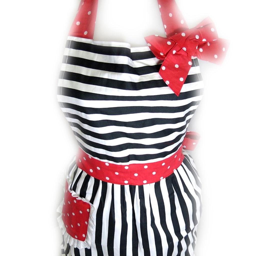 Les Trésors De Lily [K6093] - Zástěra pro tvůrce 'Hosteska' černá červená