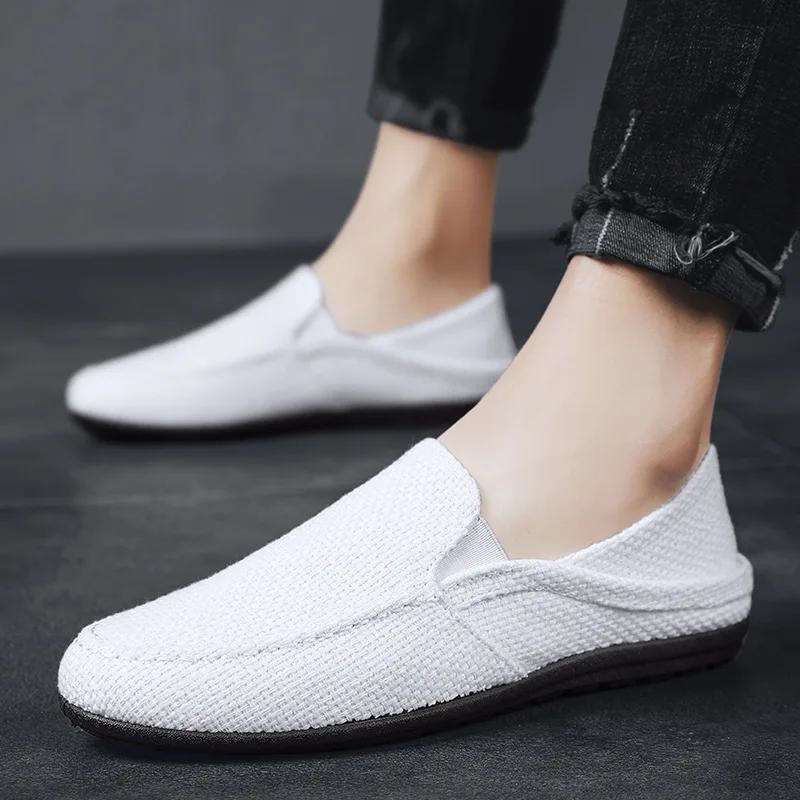 New Men Shoes Hemp Breathable Men Casual Shoes Driving  Men Soft Comfortable Loafers Brand Fashion Half Slippers Flats2025