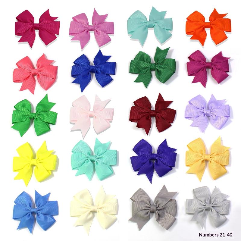 20/40/60Pcs Hair Accessories Grosgrain Ribbon Bows Hair Clips Set For Girl Random Color Bow Hairgripes Headwear