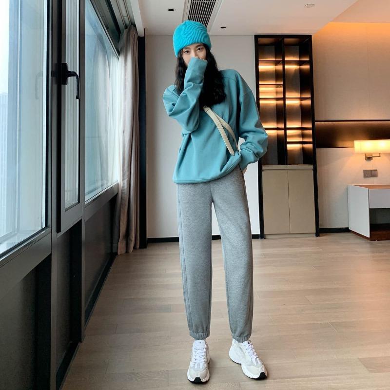 Women Solid Color Velvet Fashion Sport Winter Sweatpants Loose Casual Thick Plush Trousers