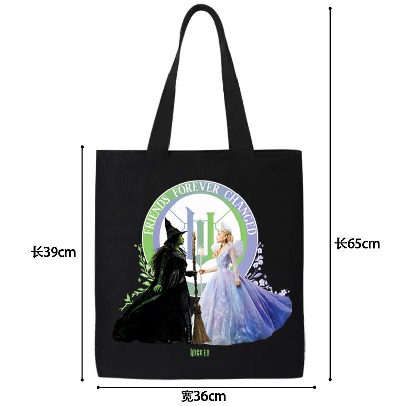 Cross-border Wicked Magic Wicked Witch Cartoon Printing Hot Sale Large Capacity Out Canvas Bag Lightweight Tote Bag no specifications