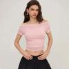 Pure desire wind one-word shoulder mesh short-sleeved top women's summer inner with suspenders, thin versatile short top Spice girl suit