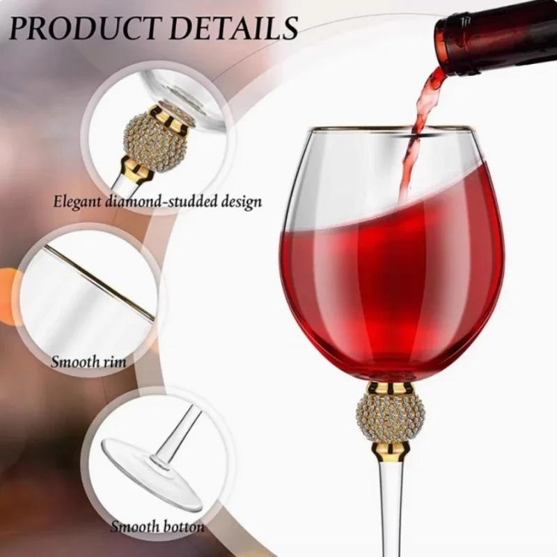 Crystal Wine Glass Extreme Luxury Wedding Party Glassware Drink Red Wine Goblet With Gold Rim Diamond Cocktail ChampagneCup