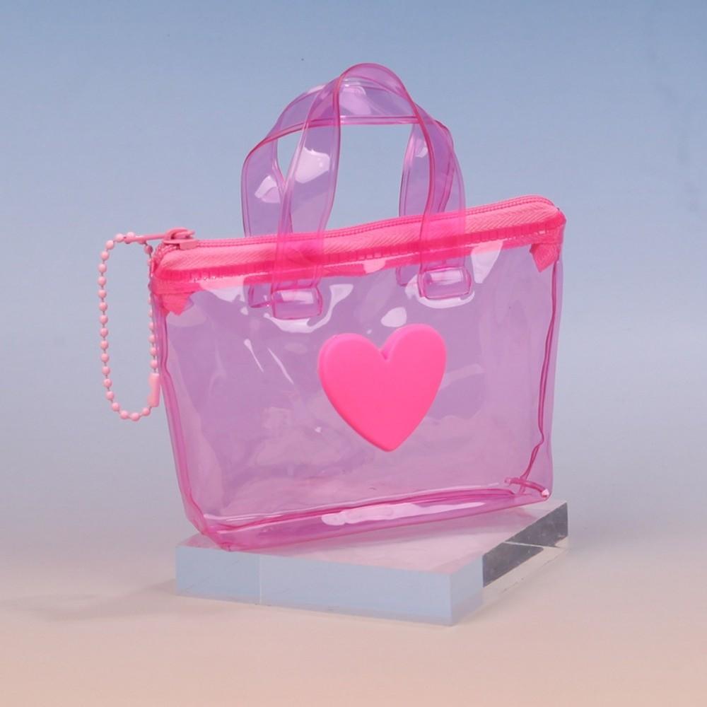 Mini Heart-Shaped Storage Bag Solid Color Earphone Bag Portable Coin Purse Gifts розовый