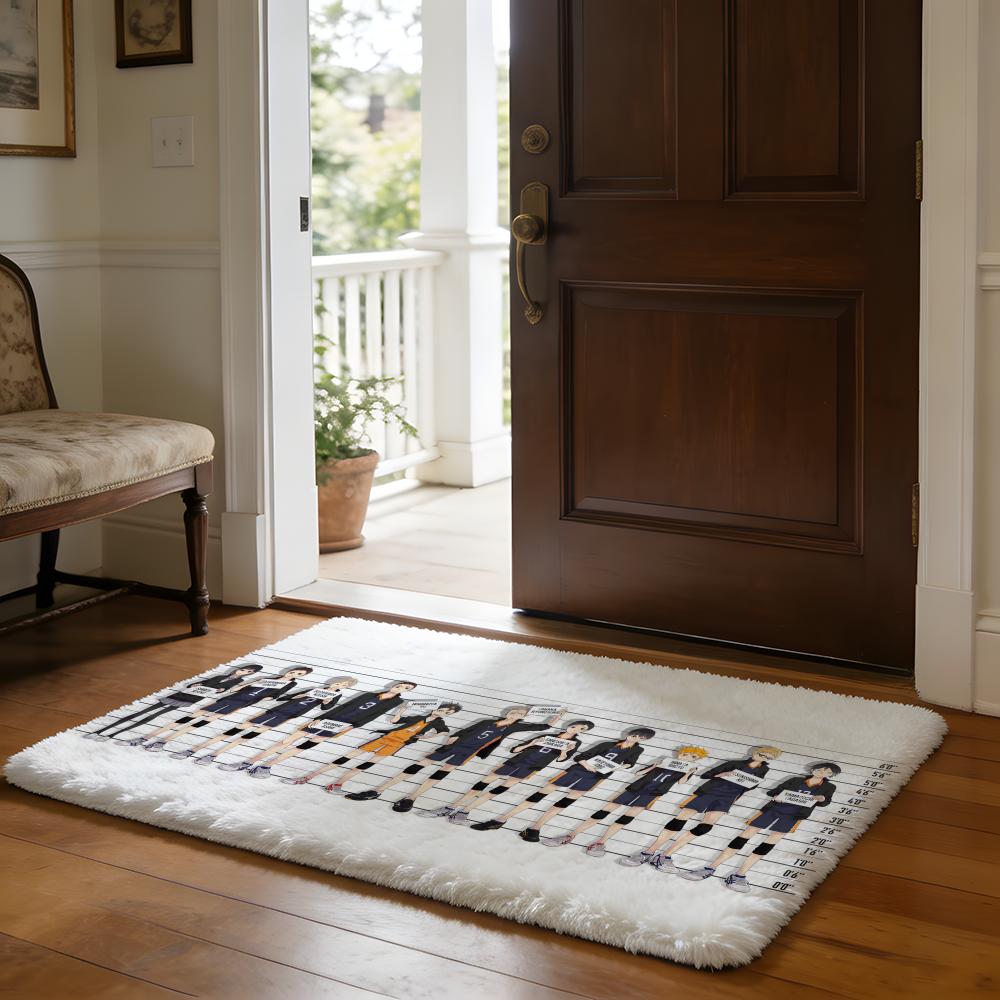Hotblooded Anime HHaikyuu Floor Mat Soft Flannel Absorbent Mat Non-Slip Rug Home Bedroom Bathroom