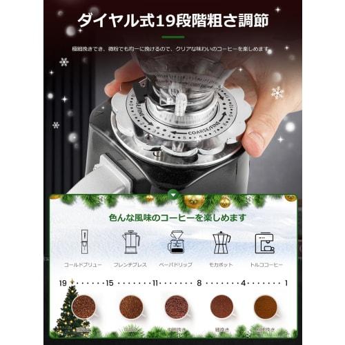 Huanyu Electric Coffee Grinder, 19-Level Grind Adjustment, Flat Type, 700g Large Capacity, 110V/60Hz, Suitable for Japan, Home and Commercial Use, Sta