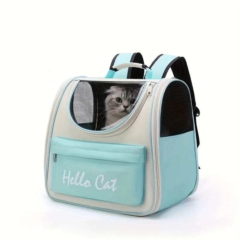 Hello Cat Breathable Pet Backpack - Transparent Window Design - Portable Outdoor Travel Bag - Suitable for Cats and Small Dogs