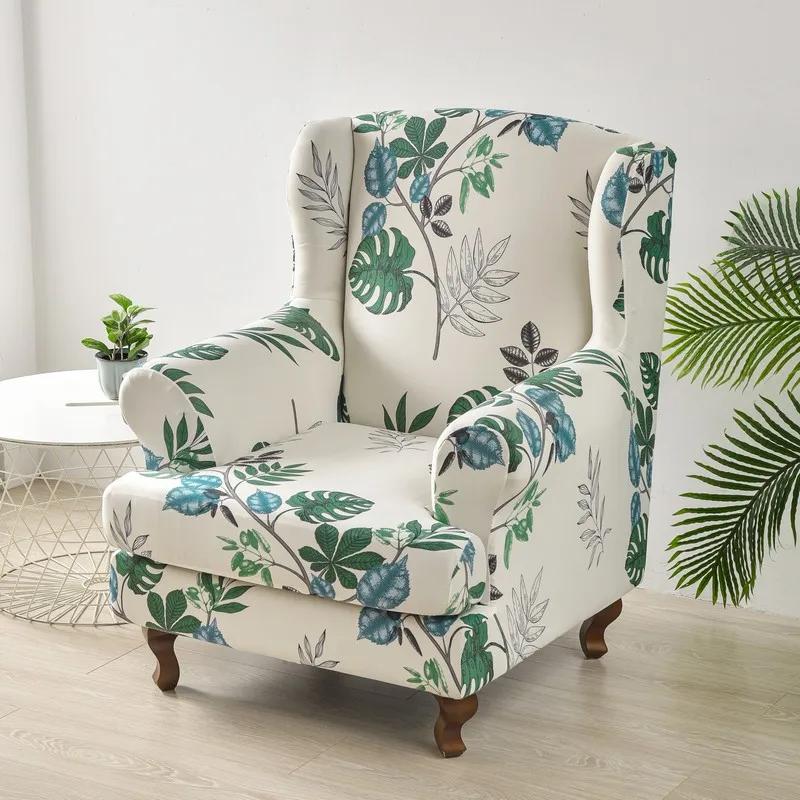 Coperture per Poltrona Alare con Stampa Floreale Copertura per Poltrona Estensibile con Copertura per Cuscino Seduta Copridivani Elastici Copertura per Divano Kingback Casa