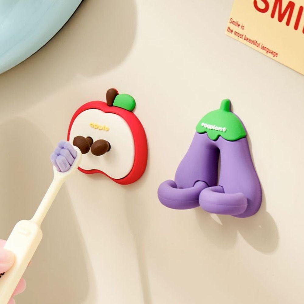 Cartoon Toothbrush Wall Rack Adhesive Mount Toothbrush Organizer  Bathroom Storage