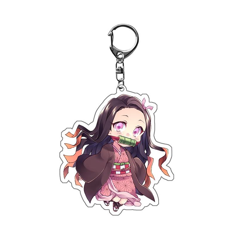 Anime Demon Slayer Kimetsu No Yaiba Llavero Anillo Dibujos Animados Kamado Tanjirou Kamado-Nezuko Tomioka Giyuu Figura de Acción Modelo Regalo