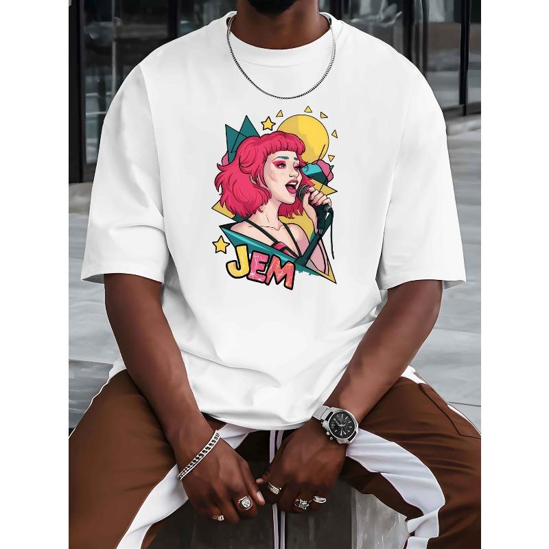 

Мужская летняя футболка с коротким рукавом Singing, летний модный тренд, топ с принтом, мужская рубашка, весна и лето, круглый вырез S белый