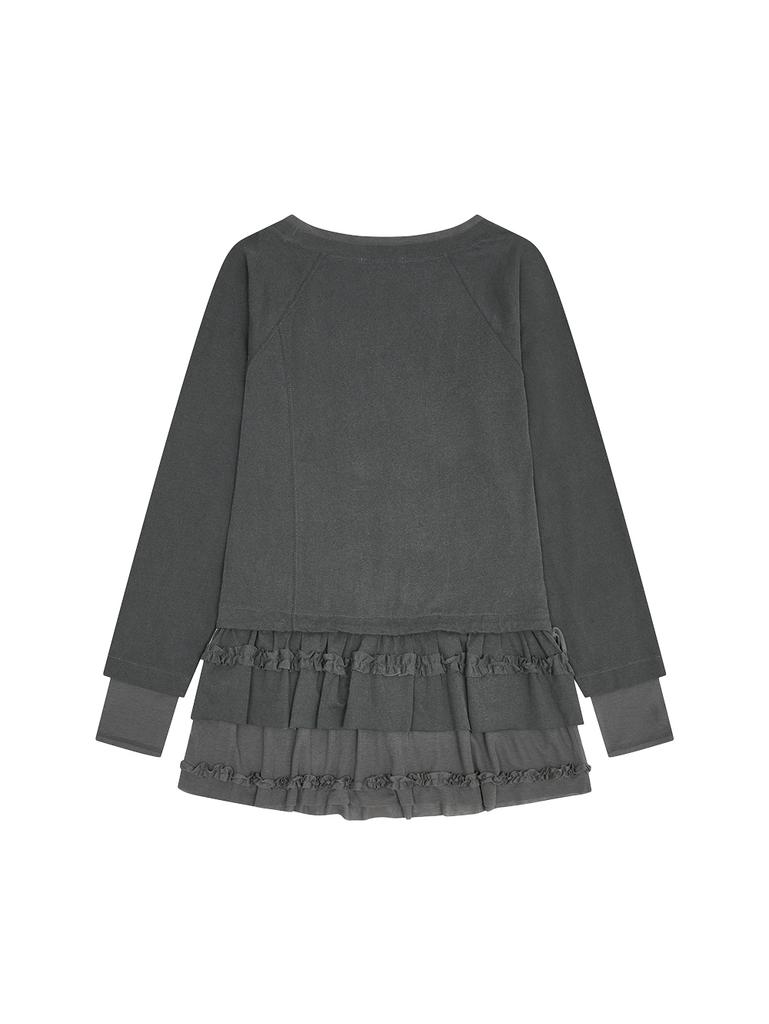 TUOMIO Frill Layered Long Sleeve [Charcoal]