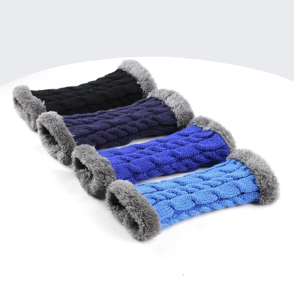 Fashion Fleece Lined Fingerless Gloves Soft Stretchy Warm Knit Mittens Knitted Crochet Winter Warm Gloves for Men Womens