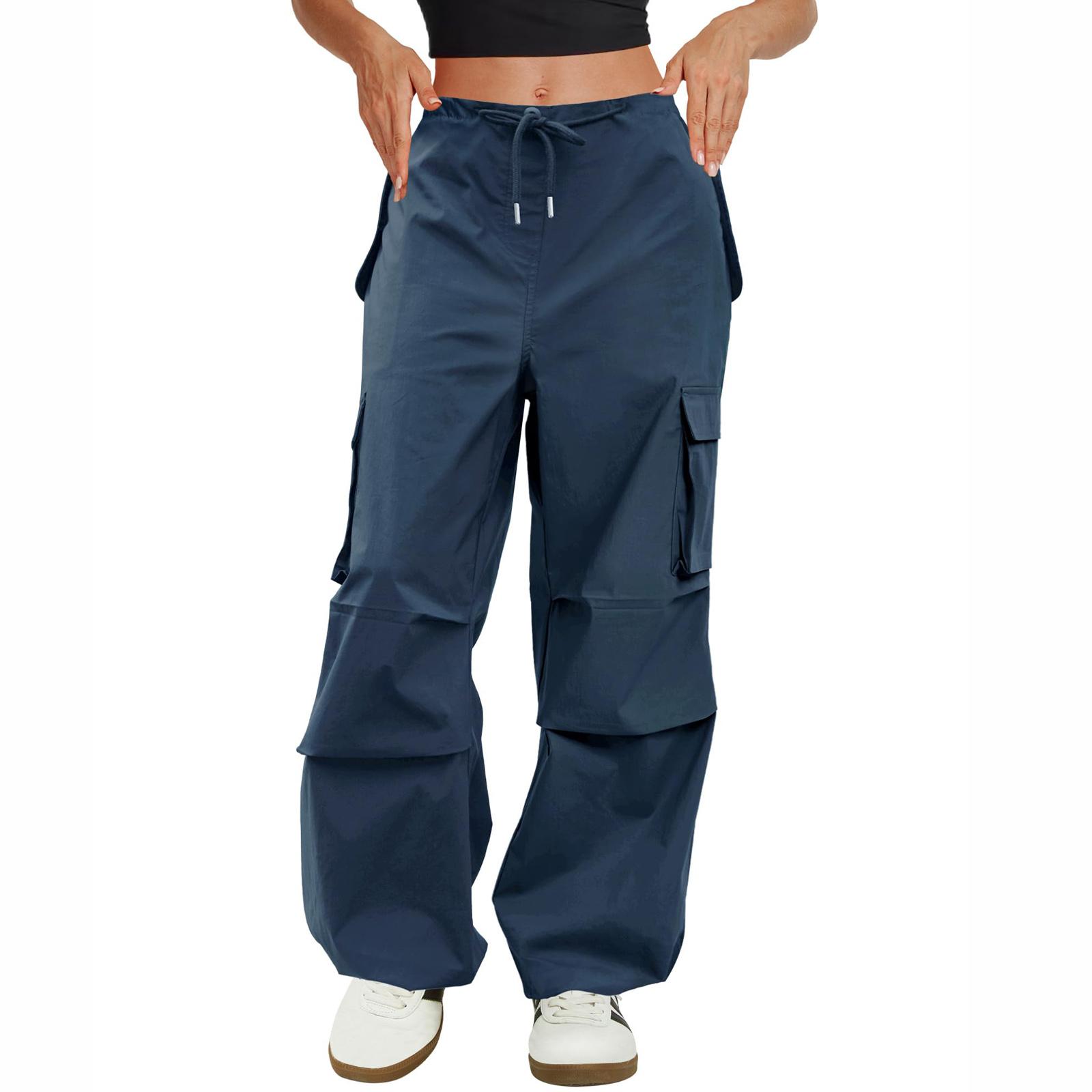 

Cargo Pants Women Low Waisted Parachute Pants With Pockets Loose Baggy Hiking Pants Clothes XL