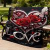 1pc Heart Roses Love Throw Blanket Polyester Fiber, Lightweight Flannel, Soft & Warm, All Season Use for Outdoor, Camping