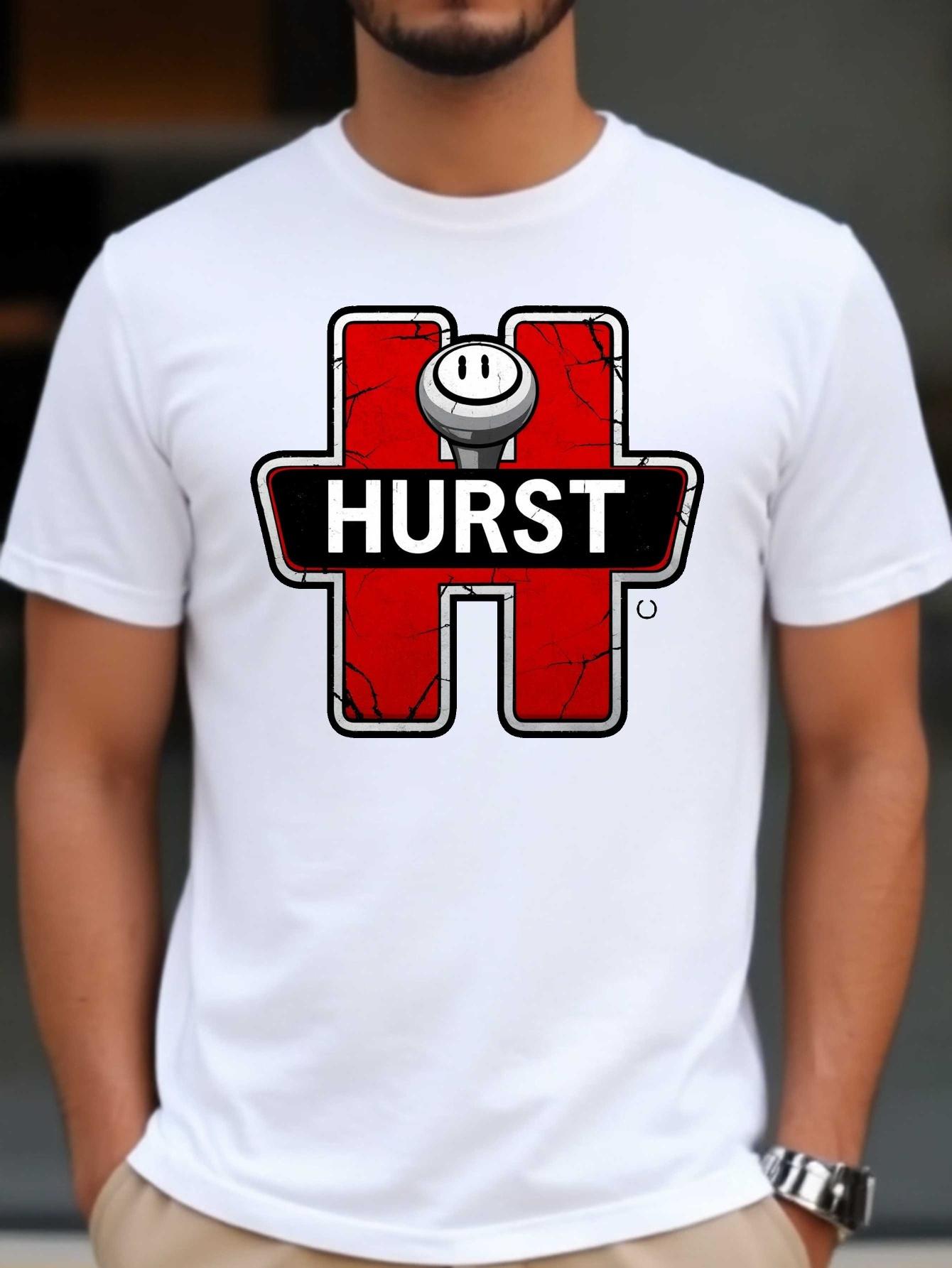 Cotton Blend T-shirt - Summer Casual Sports Tee with Bold HURST Print L