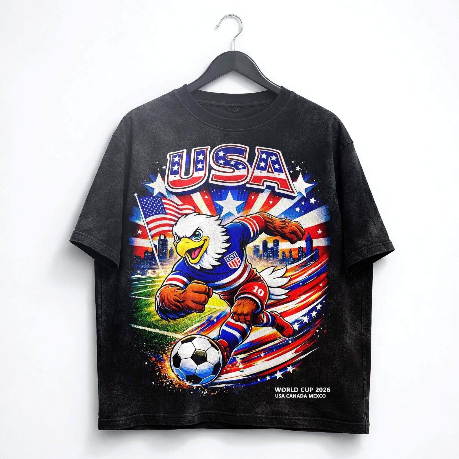 USA Soccer Shirt, USA Football Graphic Tee, American Flag Eagle Shirt, World Cup 2026 Shirt, Patriotic Streetwear Tee, Unisex T-Shirt. 2XL