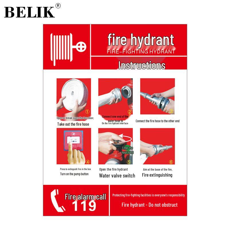 BELIK Fire Hydrant Usage Guide Sticker Set