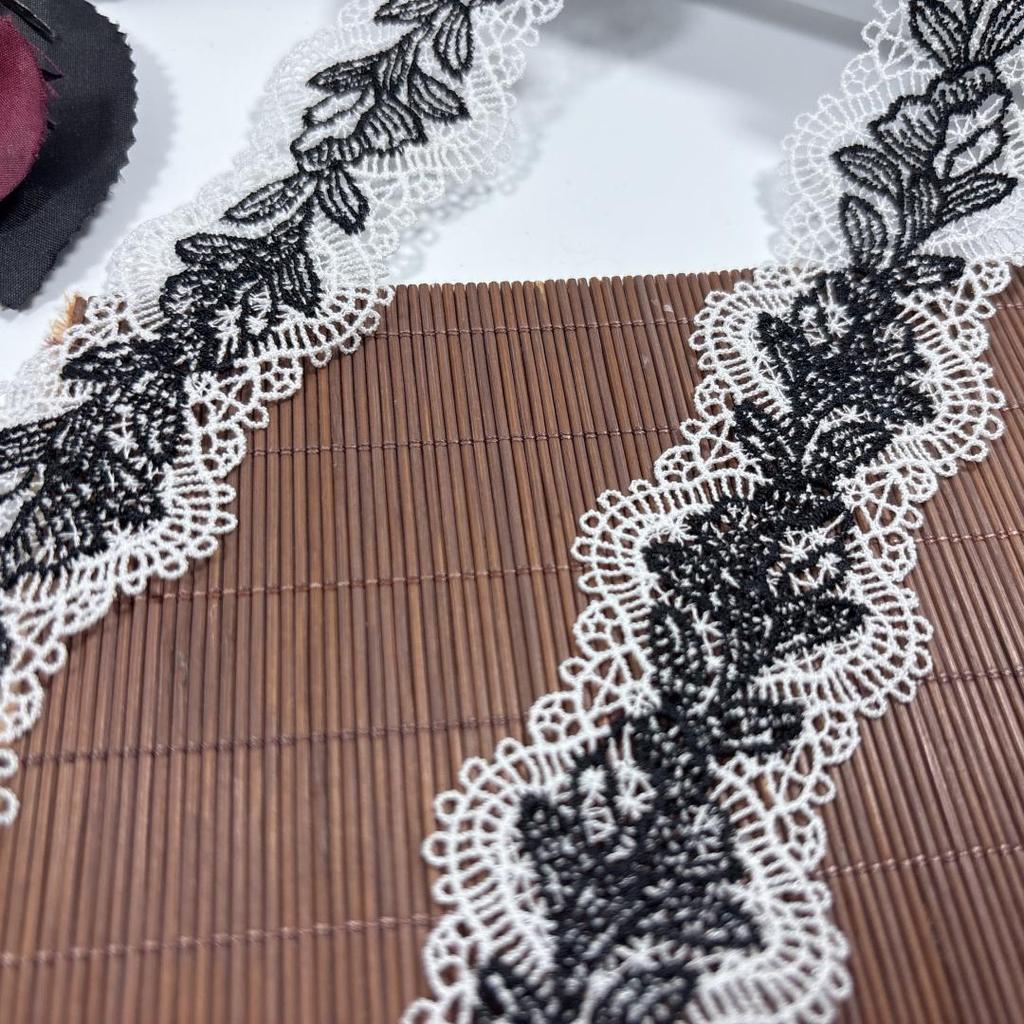 4.5cm Wide Two-tone Polyester Lace, Narrow Hollow Crocheted Lace Trim for Garment, Dress, Lingerie, Underwear, Bra, Sewing & Crafting