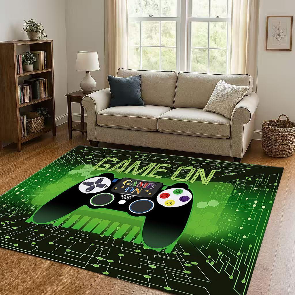 Retro Game Zone Sign Gamer Controller Living Room Non-Slip Area Rug Carpet for Bedroom Kids Playroom Sofa,Home Decor Doormat