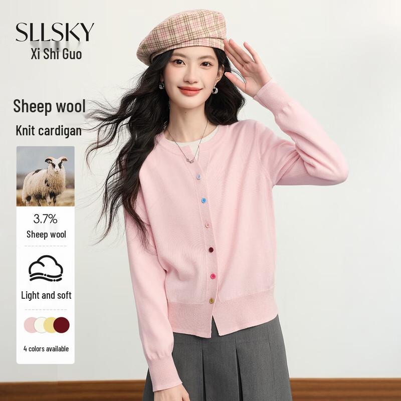 Sllsky Women s Dopamine Color-Button Knit Cardigan XL