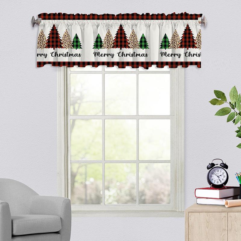 1PC Semi-Sheer Easy Install Swag Valance Atmosphere Scarf Xmas Bedroom No-Drill Christmas Festive Valance Holiday 137x45cm