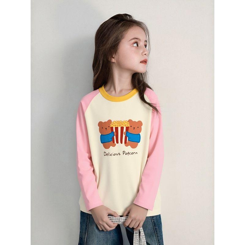 Children's Clothing Round-Neck T-Shirt, New Spring Model for Small and Medium-Sized Children, Pure Cotton Printed Base Shirt, Trendy Baby Girl Clothes