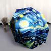 Van Gogh Starry Night Inspired Folding Umbrella - Automatic Open/Close, Compact Travel Umbrella With, All-Season Use, Perfect