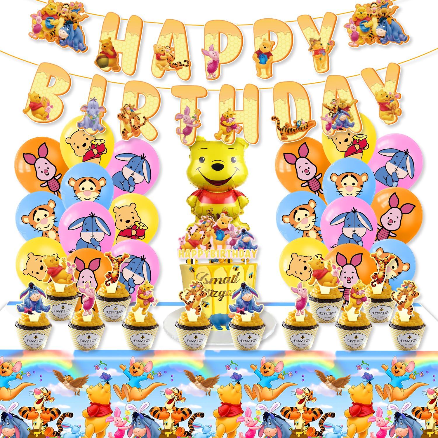 

Набор украшений на день рождения Винни-Пуха, включающий скатерть, алюминиевые шары, гирлянду «С Днем Рождения», топпер для торта и баннер «С Днем Рождения»,