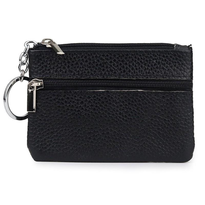 

Factory Leather Keys Head Layer Cowhide Small Change Purse Bus Card Bag Coin 10x7x1cm чёрный