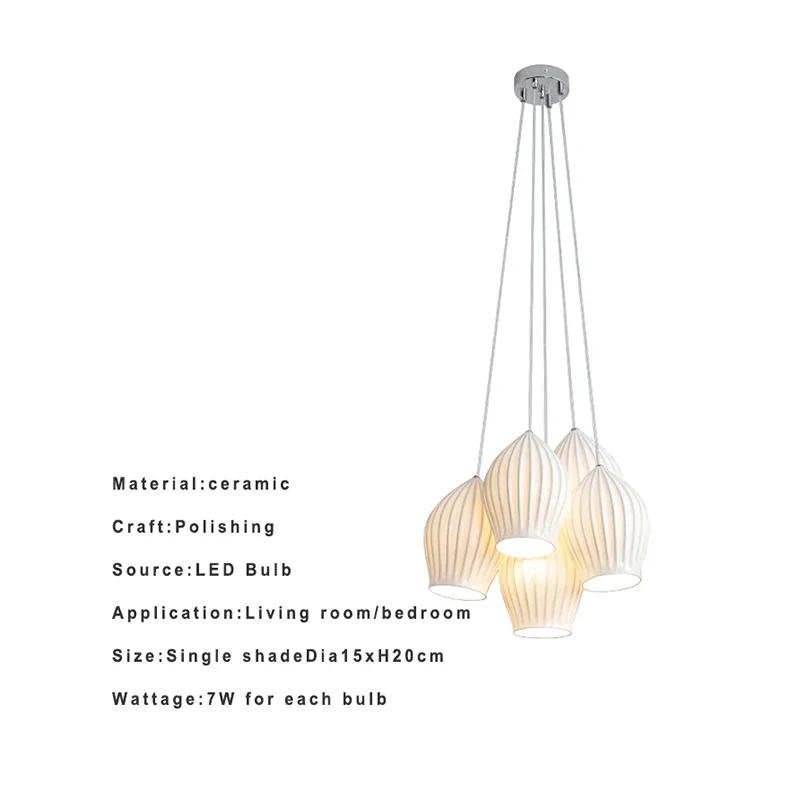 Lamp 3/5 Light Mid Century Pendant Lighting Kitchen Island White Ceramic Cluster Pendant Lights Small Milk Chandelier Vintage