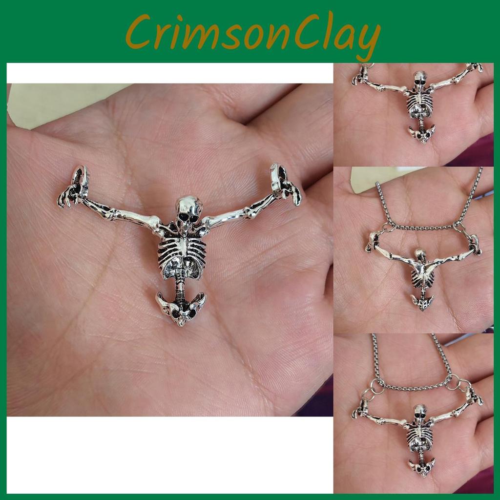 Fashionable Geometric Skull Pendant Necklace With Elegant Pearl Chain For All